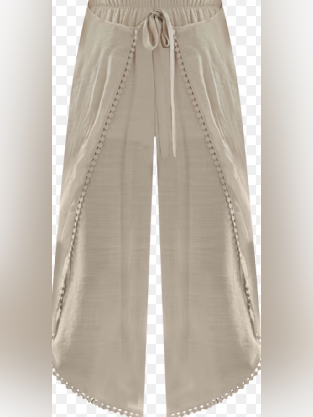 by & by Beige Wide-Leg Drawstring Bermudas with Pom Trim